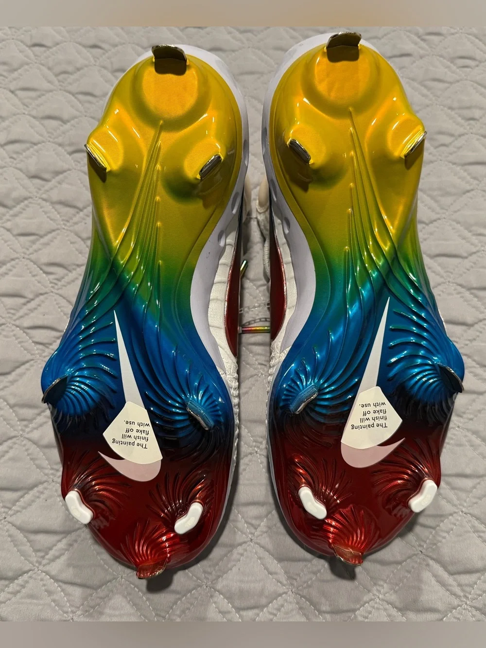 Nike Alpha Huarache NXT White Rainbow Baseball Cleats Men's Size 7.5 DJ6517-106